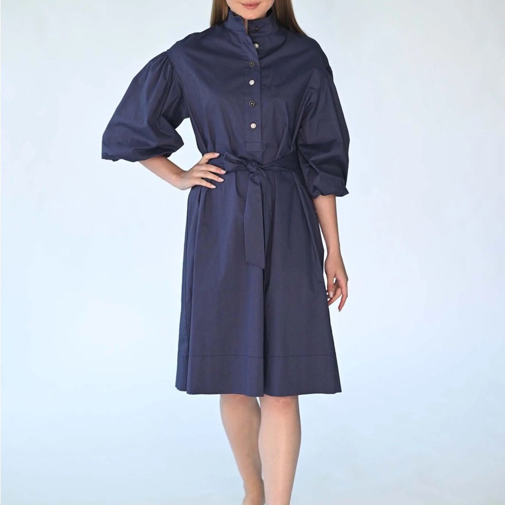 Puff Sleeve button neck Dress for Work